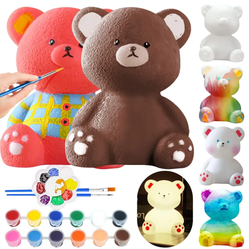 DIY bear painting set - birthday present, 3D bear lamp for painting and as a night light