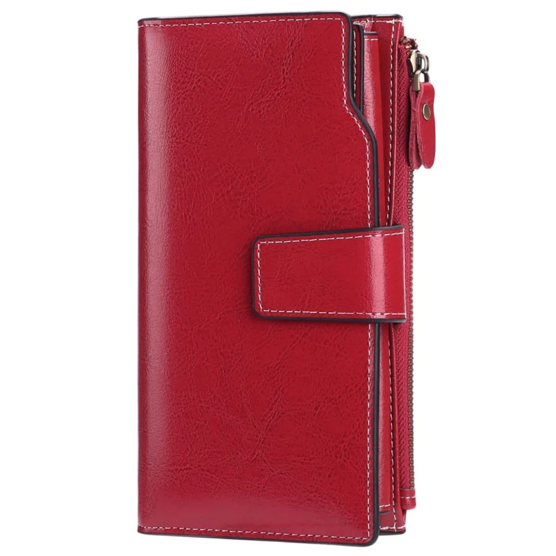 Vegan Leather Wallet RFID Protection Large Many Compartments Long Wallet with 20 Card Slots