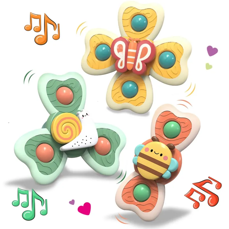 Suction Cup Toy Baby, 3 Piece Spinner with Suction Cup