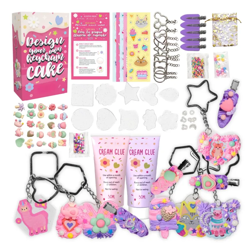 Craft Set, DIY Set for Creativity Cupcake, Keyring and Hair Clips
