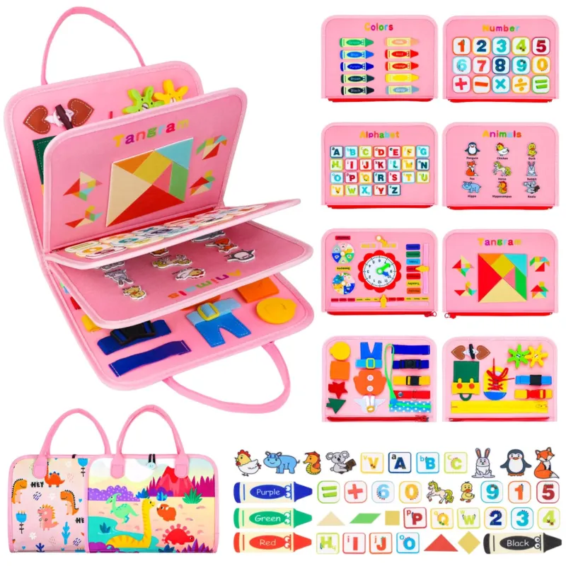 Busy Board, 8 IN 1 Activity Board, toddlers preschool learning fine motor skills toy